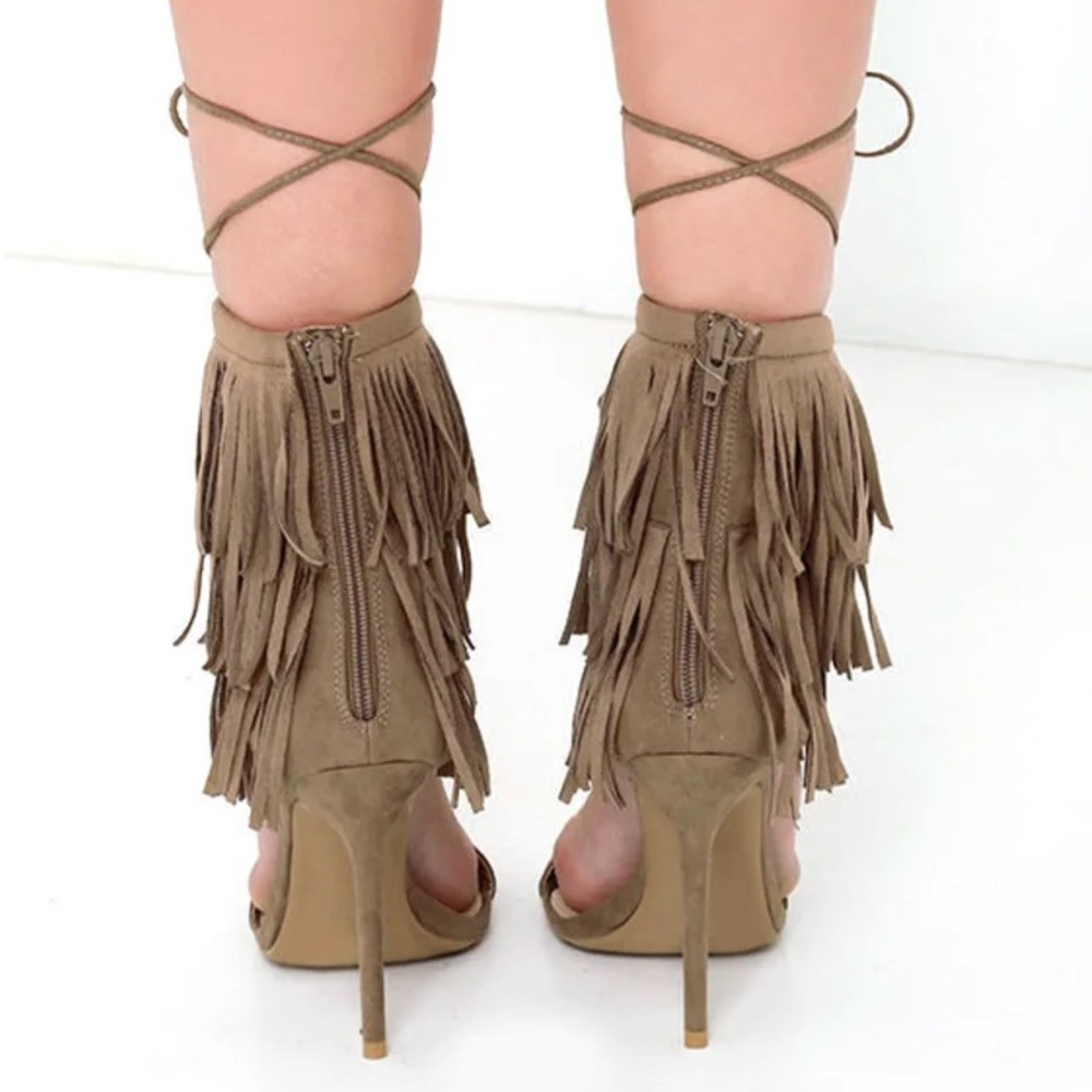 Fringe open toe heels - Picture 7 of 7